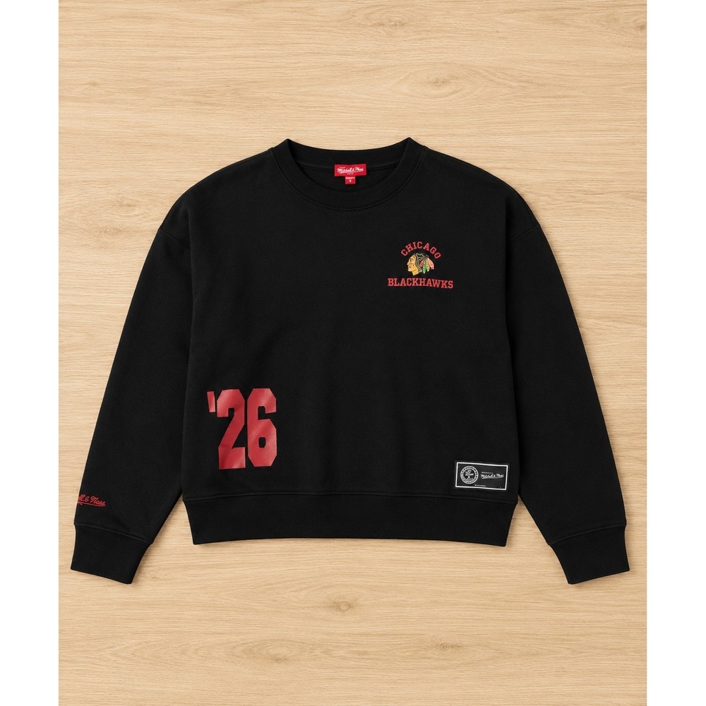 Mitchell & Ness Chicago Blackhawks Womens Crewneck Sweatshirt Small NWT